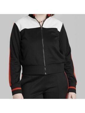 NWT WILD FABLE Women's Track Zip Up Jacker - Black-Red -White Size XS